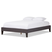 Baxton Studio Lancashire Modern and Contemporary Grey Fabric Upholstered Full Size Bed Frame with Tapered Legs